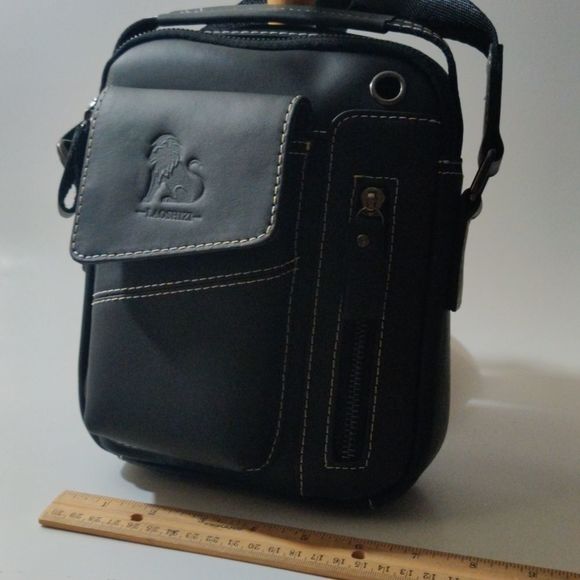 Laoshizi Handsome Premium Leather Crossbody Unisex Mini Bag - Picture 8 of 16